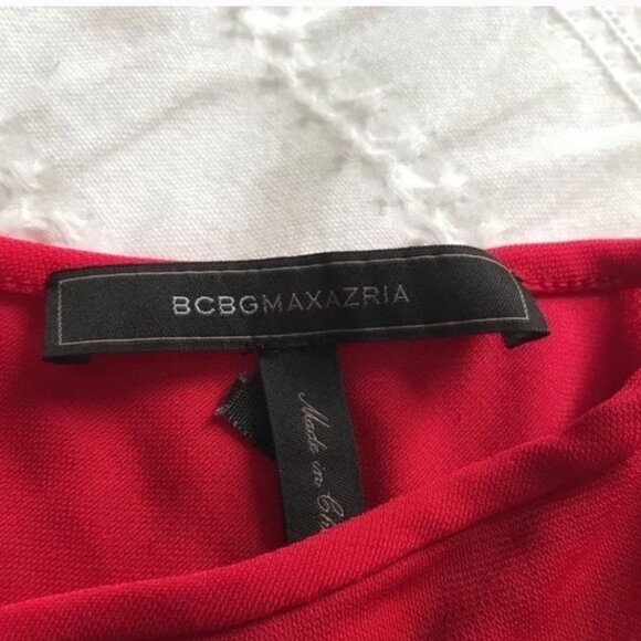 BCBGMAXAZRIA RED LONG EVENING DRAPED BELTED SLEEVELESS FLOWY DRESS - XXS - Picture 5 of 7